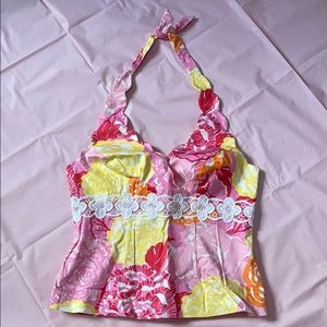 Lilly scalloped floral halter